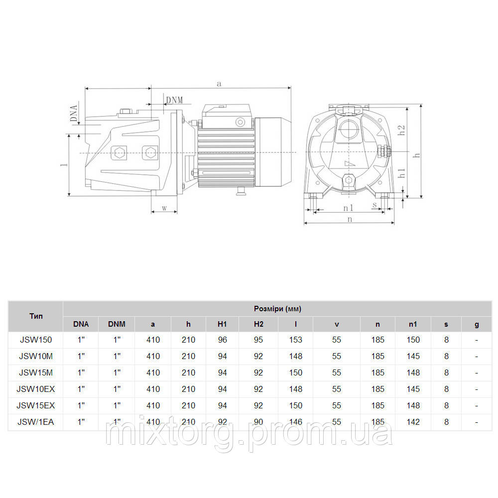 Насосна станція для водопостачання EUROAQUA JSW 10 M. 1,1 кВт