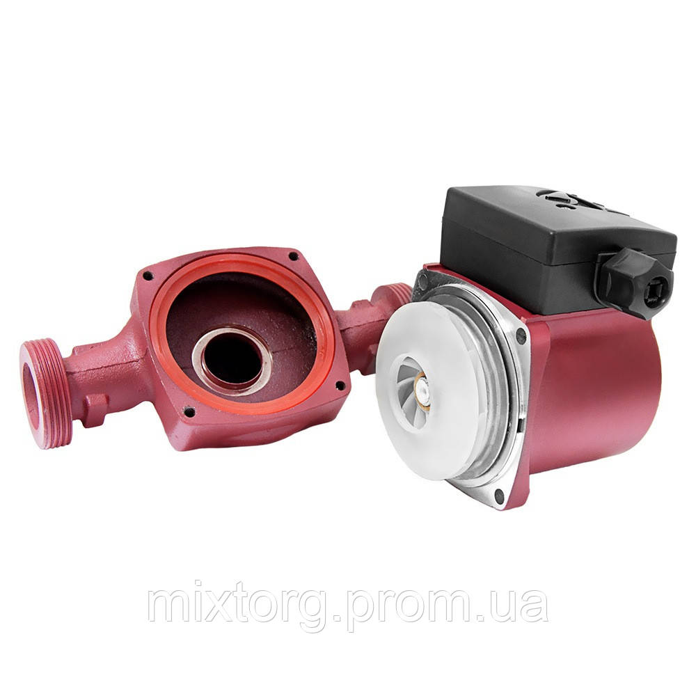 Насос циркуляційний 100Вт Hmax 6м Qmax 50л/хв Ø1½" 180мм бордо+гайки Ø1" WETRON LР525–6/180В (774232)