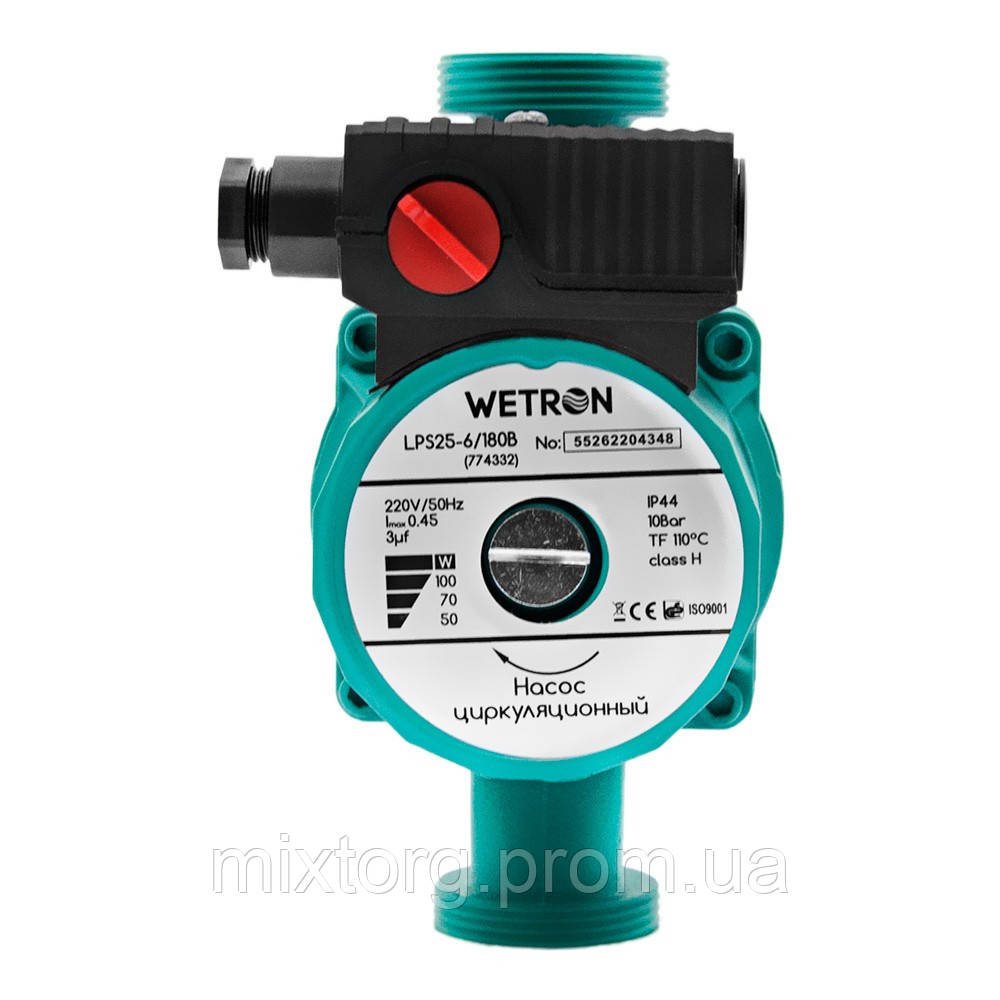 Насос циркуляційний 100Вт Hmax 6м Qmax 50л/хв Ø1 1/2" 180мм Ø1 WETRON LР325–4/180С (774332)