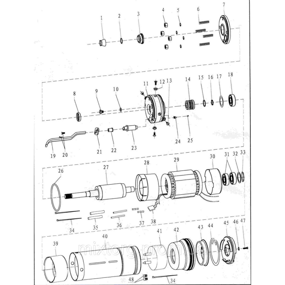 Насос відцентровий свердловинний 0.55кВт H 77(60)м Q 55(33)л/хв Ø102мм DONGYIN 4SDm2/11 (777122)