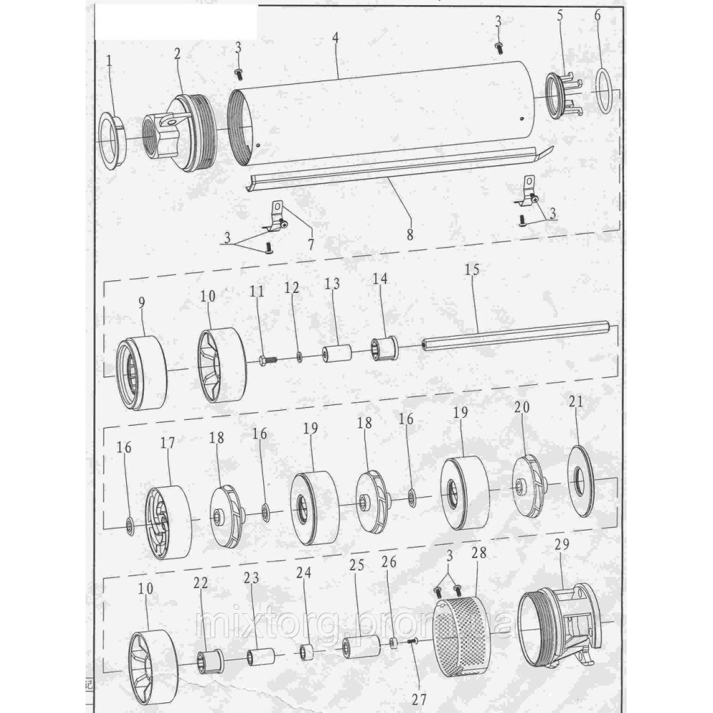 Насос відцентровий 1.5кВт H 101(67)м Q 140(100)л/мин Ø102мм AQUATICA (DONGYIN) 4SDm6/14 (777143)