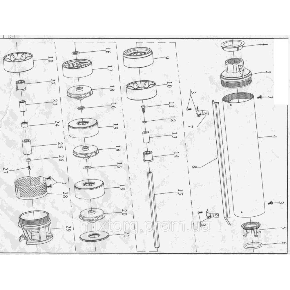 Насос відцентровий свердловинний 0.75кВт H 44(30)м Q 180(133)л/хв Ø102мм AQUATICA (DONGYIN) 4SDm8/7 (777151)