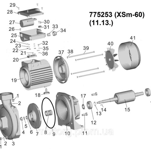 Насос відцентровий 1.1кВт Hmax 25м Qmax 440л/хв LEO XSm-60 (775253)