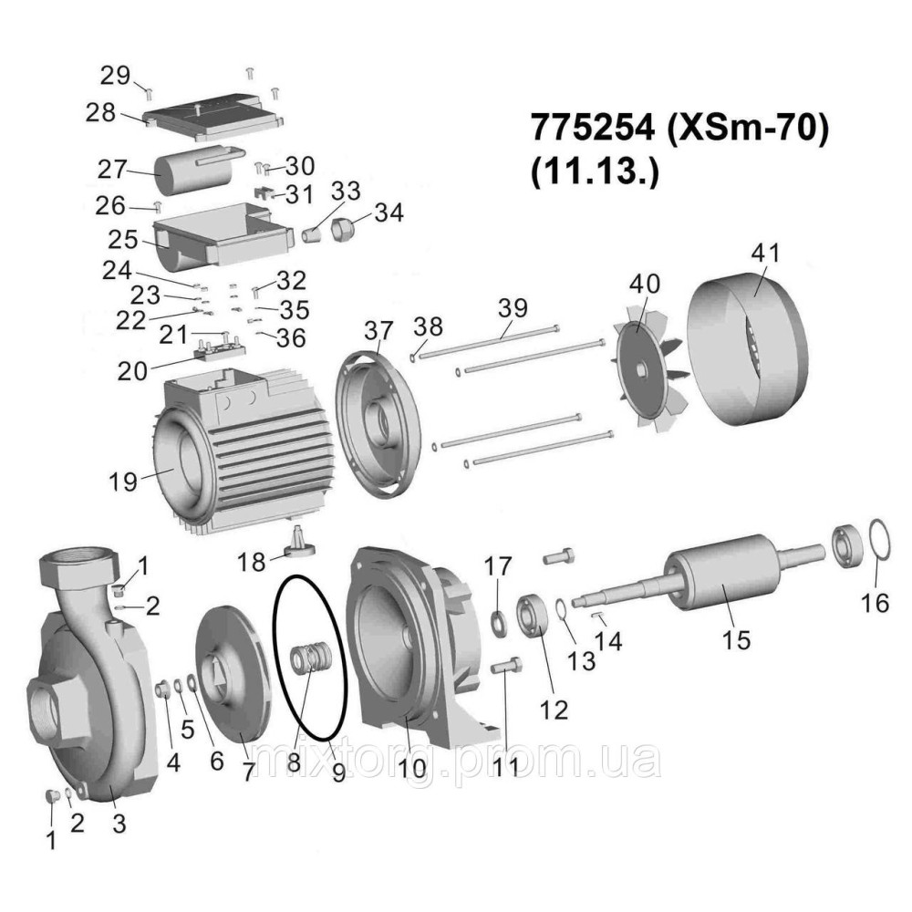 Насос відцентровий 1.5кВт Hmax 30м Qmax 440л/хв LEO XSm-70 (775254)