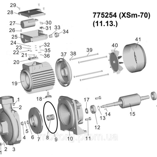 Насос відцентровий 1.5кВт Hmax 30м Qmax 440л/хв LEO XSm-70 (775254)