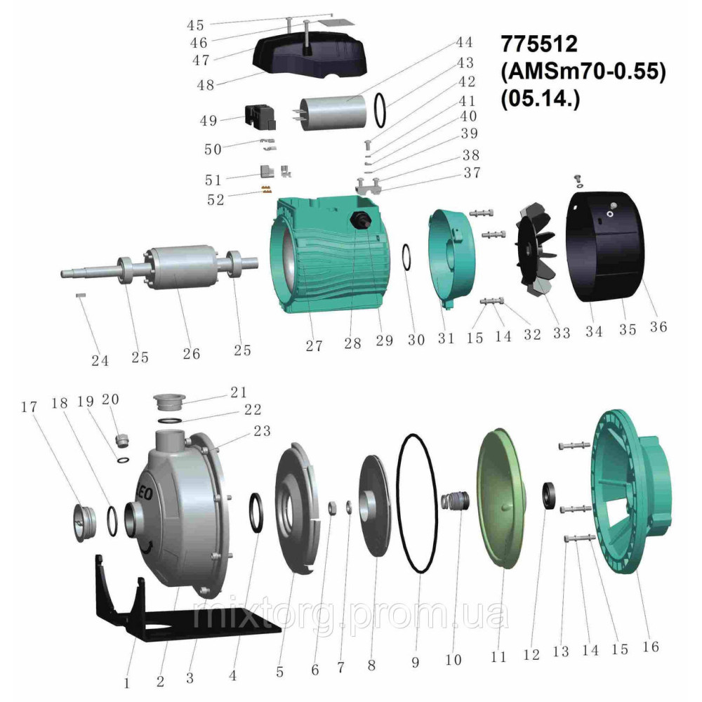 Насос відцентровий 0.55кВт Hmax 29.5м Qmax 80л/хв (нерж) LEO 3.0 (AMSm70/0.55) (775512)