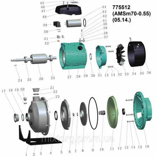 Насос відцентровий 0.55кВт Hmax 29.5м Qmax 80л/хв (нерж) LEO 3.0 (AMSm70/0.55) (775512)