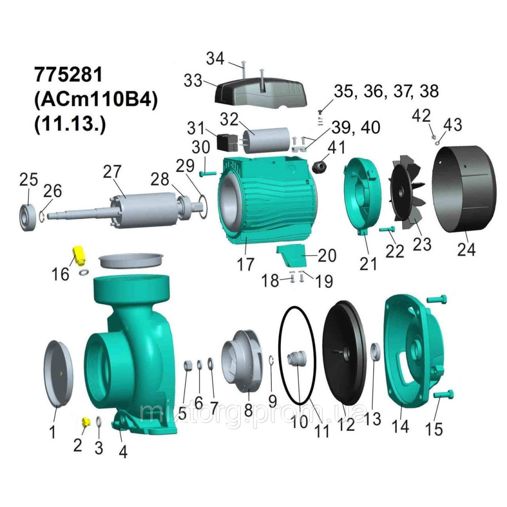 Насос відцентровий 1.1кВт Hmax 12.5м Qmax 900л/хв 4" LEO 3.0 ACm110B4 (775281)