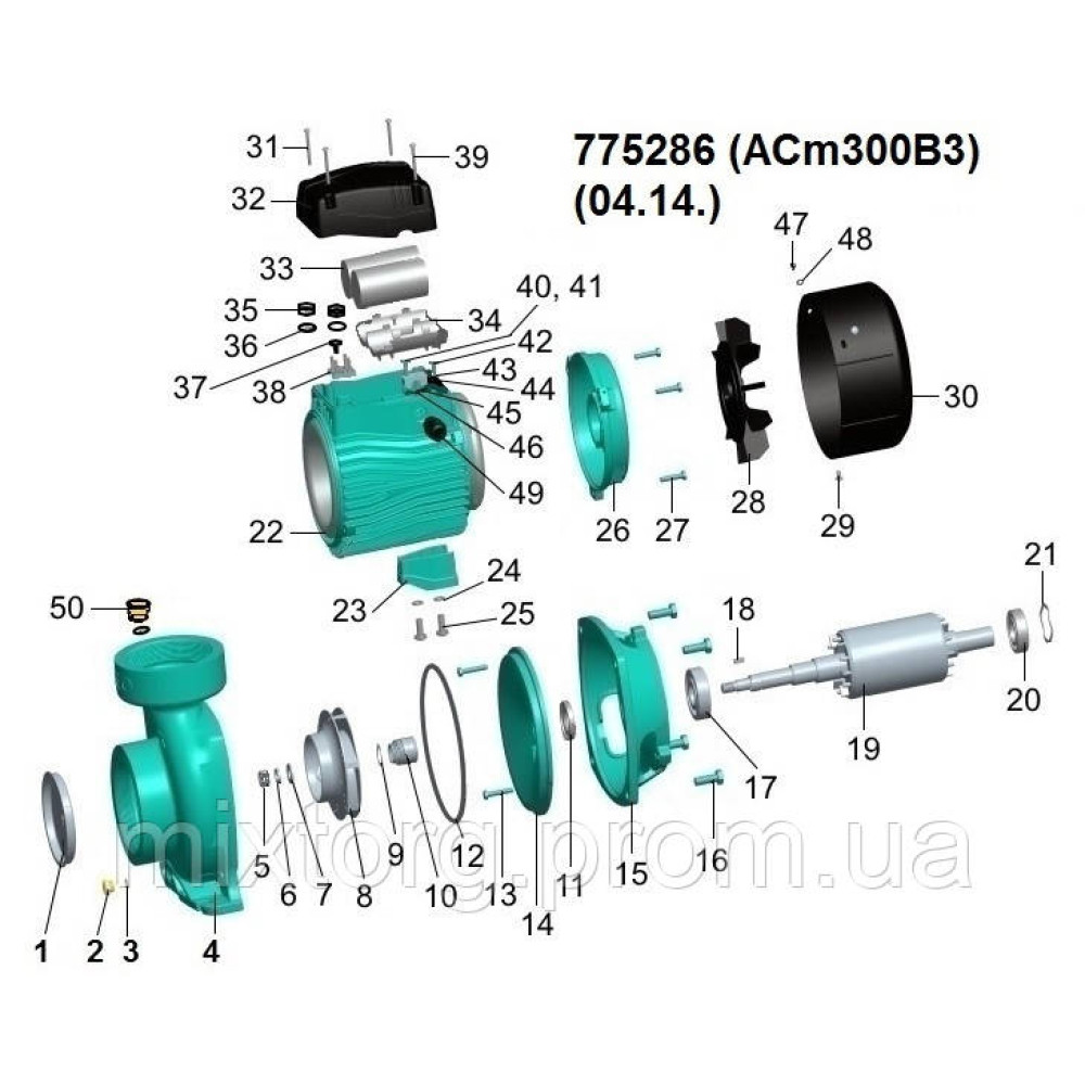 Насос відцентровий 3.0кВт Hmax 20м Qmax 1100л/хв 3" LEO 3.0 ACm300B3 (775286)