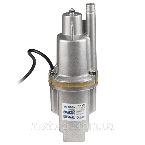 Насос вібраційний 0.25кВт H 75м Q 18л/хв Ø100мм 10м кабелю верхній вхід WETRON WVM60 (778382)