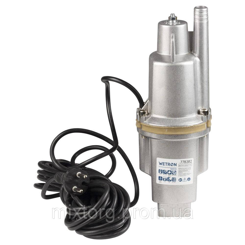 Насос вібраційний 0.25кВт H 75м Q 18л/хв Ø100мм 10м кабелю верхній вхід WETRON WVM60 (778382)