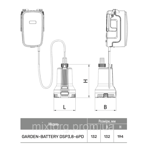 Акумуляторний насос GARDEN-BATTERY DSP 3,8-6PD (акум., заряд. пристрій) "NPO"