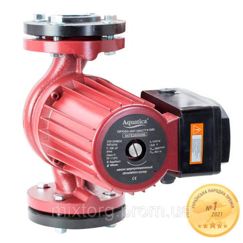 Насос циркуляційний фланцевий 1.0кВт Hmax 10.3м Qmax 500л/хв DN65 300мм + приєднувальний фланець AQUATICA