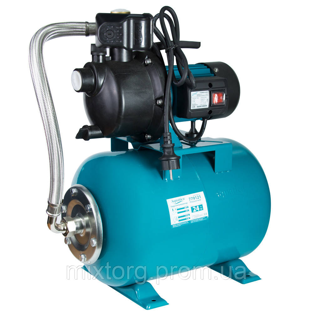 Станція 0.6кВт Hmax 35м Qmax 50л/хв пластик (самовсмоктуючий насос) 24л Україна AquaticaLEO EKJ-602PA5/UA