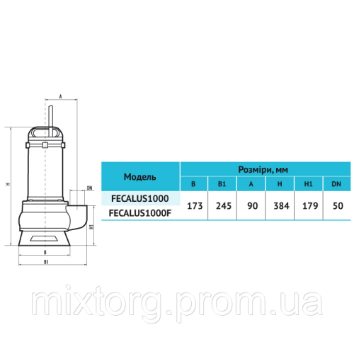 Дренажно-фекальний насос FECALUS1000F "rudes"