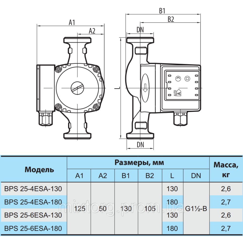 Циркуляційний насос BPS25-4ESA-180 "NPO" + комплект гайок