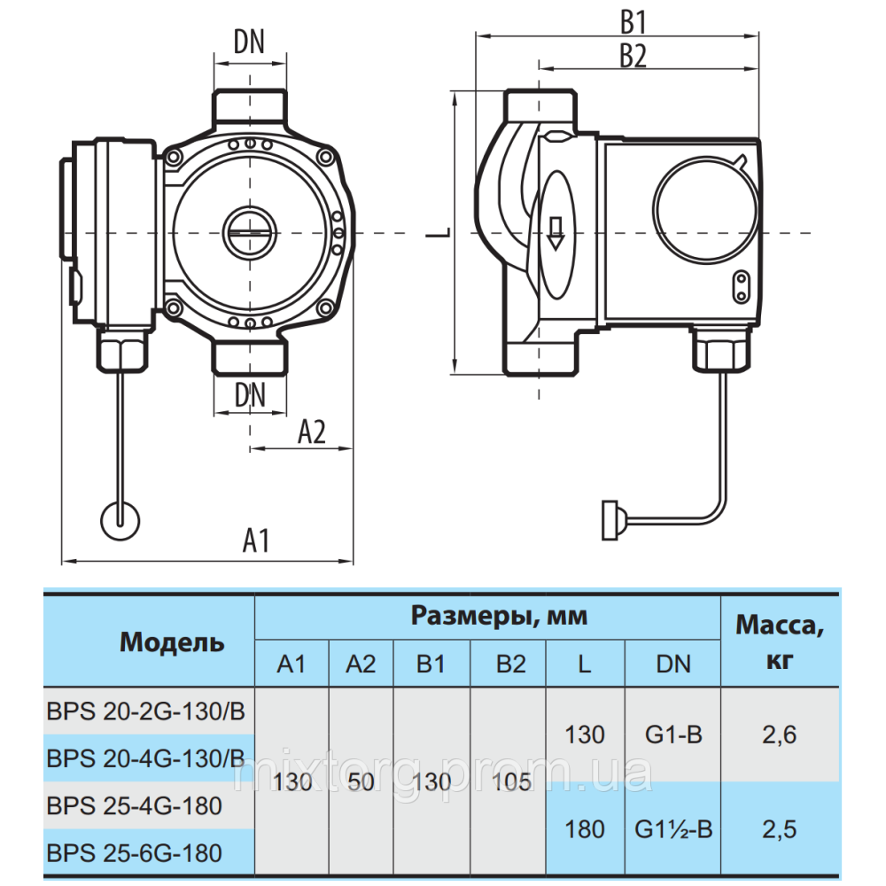 Циркуляційний насос BPS25-4G-180 "NPO" + комплект гайок