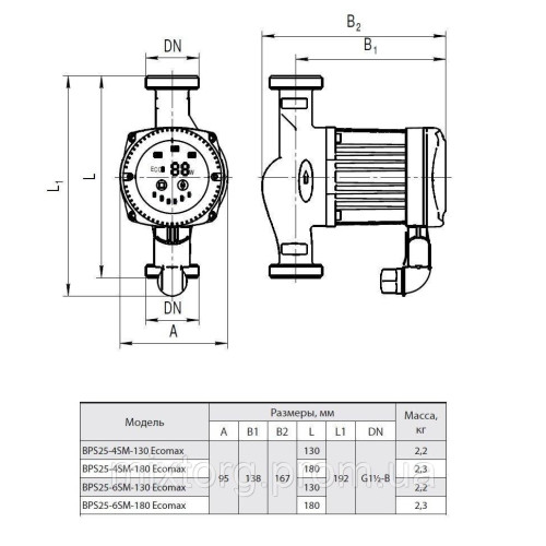 Циркуляційний насос BPS25-6SM-180 Ecomax "NPO" + комплект гайок