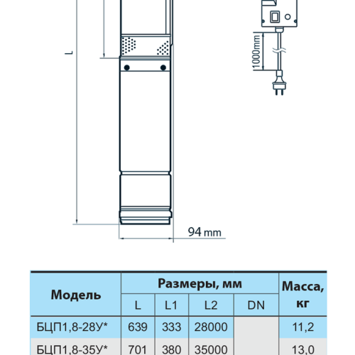 Свердловинний насос БЦП1,8-42У* (кабель 42м, пульт, сталевий трос підвісу) "NPO"