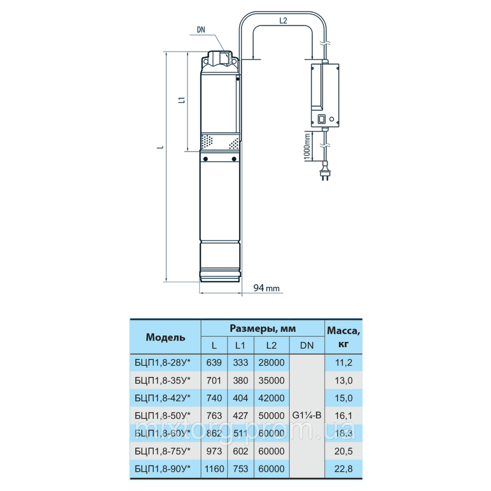 Свердловинний насос БЦП1,8-42У* (кабель 42м, пульт) "NPO"