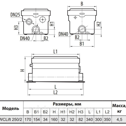 Каналізаційнна установка WCLift250/2 "Sprut"