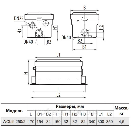 Каналізаційнна установка WCLift250/2 "Sprut"